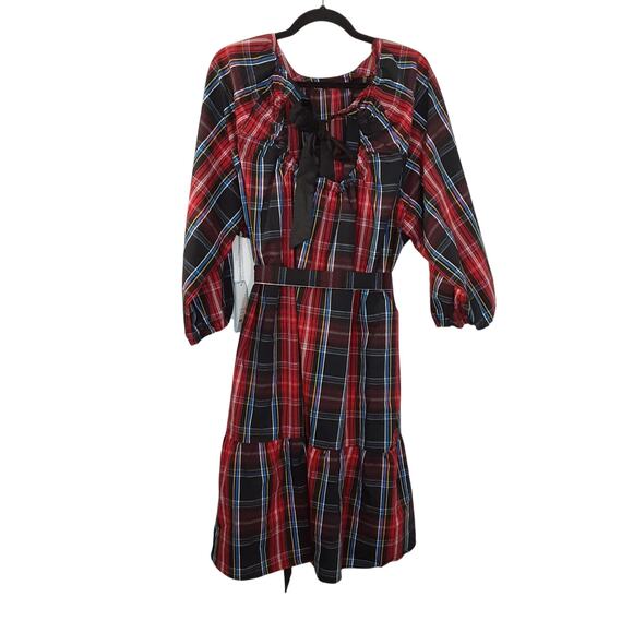 Draper James RSVP LS Bow Back Dress Tartan Plaid 2X Holiday 3/4 Sleeve NWT - Picture 4 of 10